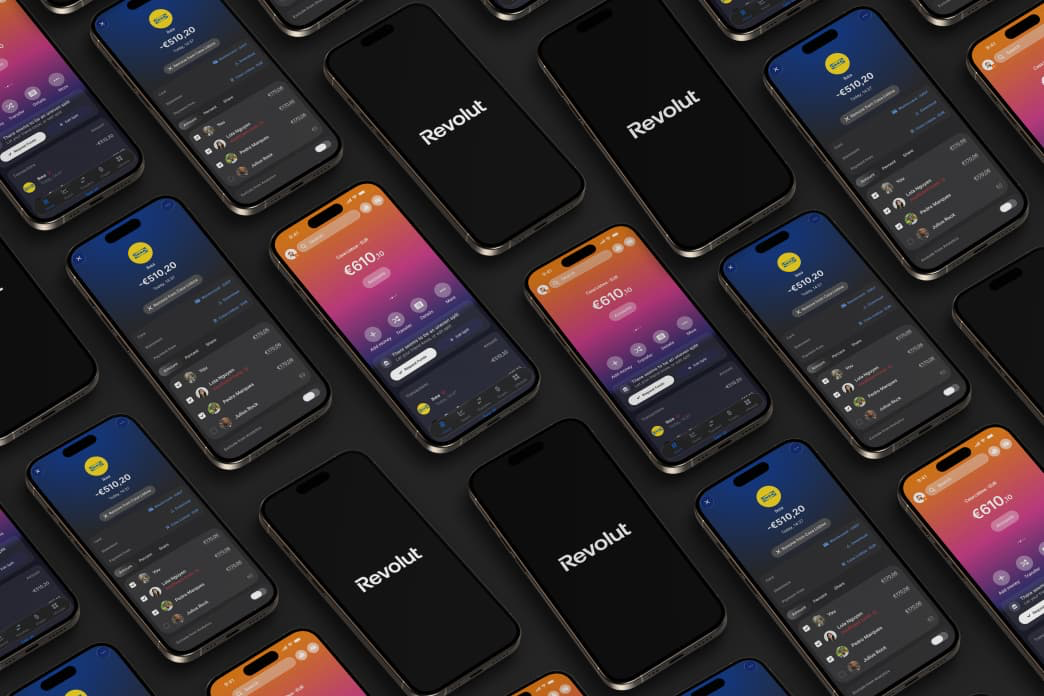 Revolut Shared Pouch Mockup With Screens of the App
